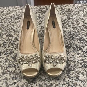 Alex Marie Gold Open Toe Heel